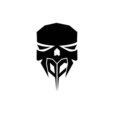 PF İlk ESport oyun logosu. Modern kafa Kafatası şablon vektör logosu