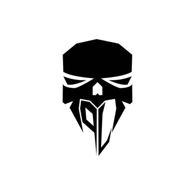 PJ İlk ESport oyun logosu. Modern kafa Kafatası şablon vektör logosu