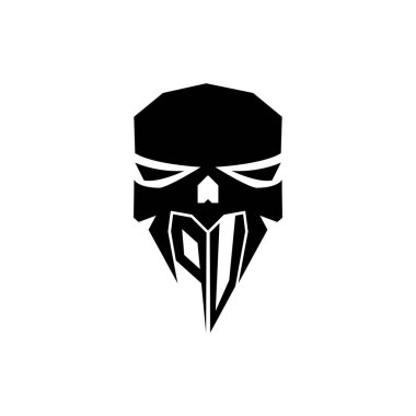 PV İlk ESport oyun logosu. Modern kafa Kafatası şablon vektör logosu