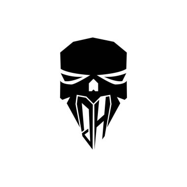 QH Başlangıç ESport oyun logosu. Modern kafa Kafatası şablon vektör logosu