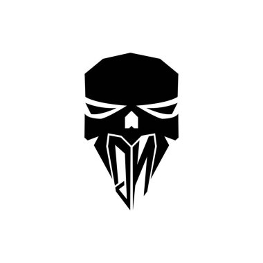 QN Başlangıç ESport oyun logosu. Modern kafa Kafatası şablon vektör logosu