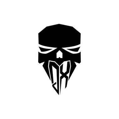 QX Başlangıç ESport oyun logosu. Modern kafa Kafatası şablon vektör logosu