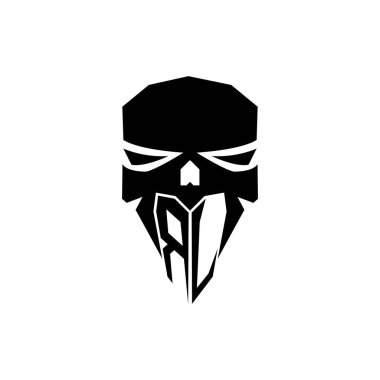 RJ ESport 'un baş oyun logosu. Modern kafa Kafatası şablon vektör logosu