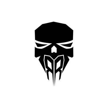 RR İlk ESport oyun logosu. Modern kafa Kafatası şablon vektör logosu