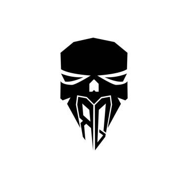 RQ Başlangıç ESport oyun logosu. Modern kafa Kafatası şablon vektör logosu