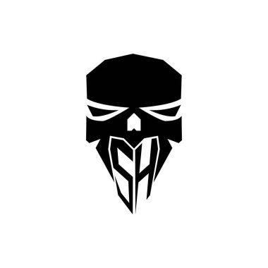 SH İlk ESport oyun logosu. Modern kafa Kafatası şablon vektör logosu