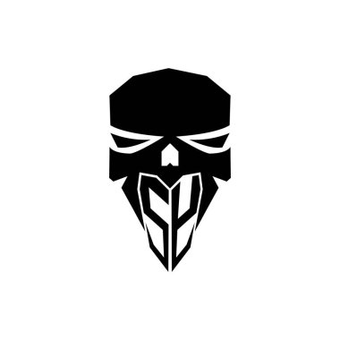 SY İlk ESport oyun logosu. Modern kafa Kafatası şablon vektör logosu