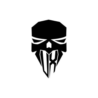 UX ESport 'un ilk oyun logosu. Modern kafa Kafatası şablon vektör logosu