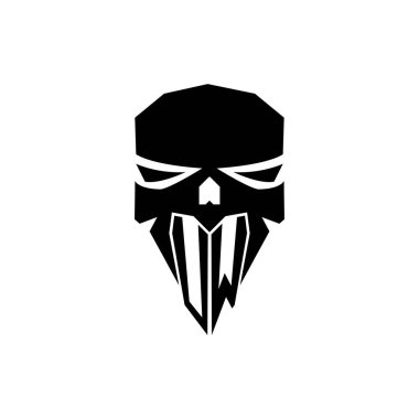 UW İlk ESport oyun logosu. Modern kafa Kafatası şablon vektör logosu