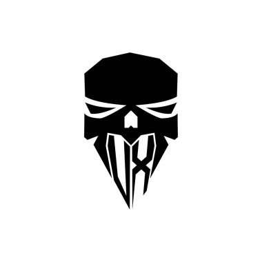 VX İlk ESport oyun logosu. Modern kafa Kafatası şablon vektör logosu