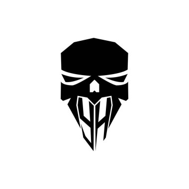 Y H İlk ESport oyun logosu. Modern kafa Kafatası şablon vektör logosu