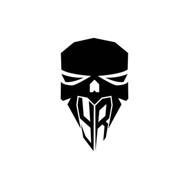 YR İlk ESport oyun logosu. Modern kafa Kafatası şablon vektör logosu