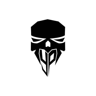 YP Başlangıç ESport oyun logosu. Modern kafa Kafatası şablon vektör logosu
