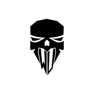 WU ESport 'un ilk oyun logosu. Modern kafa Kafatası şablon vektör logosu