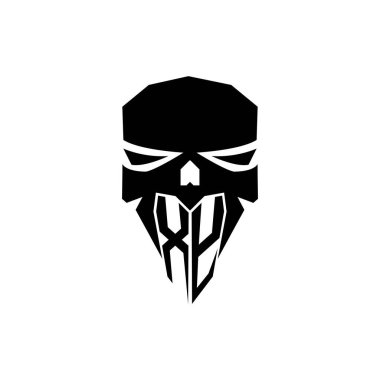 XY İlk ESport oyun logosu. Modern kafa Kafatası şablon vektör logosu