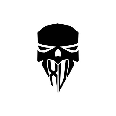 XV İlk ESport oyun logosu. Modern kafa Kafatası şablon vektör logosu