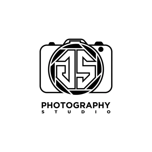 Logo Lettre Géométrique Photographie Forme Appareil Photo Modèle Vecteur — Image vectorielle