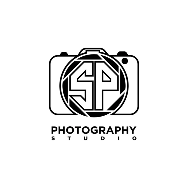 Logo Letter Geometric Photograph Camera Shape Style Template Vector — Stock Vector