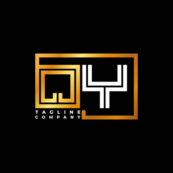 Logo Harfli Monogram Şekil Çizgisi Altın Vektör Şablonu Monogram Şirketi — Stok Vektör