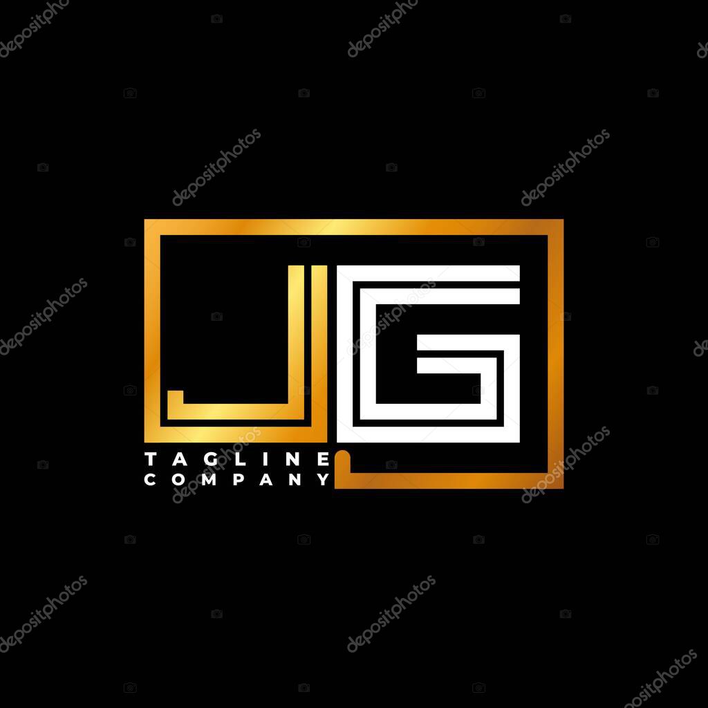 JG Logo letter monogram shape line golden vector template. Business monogram company