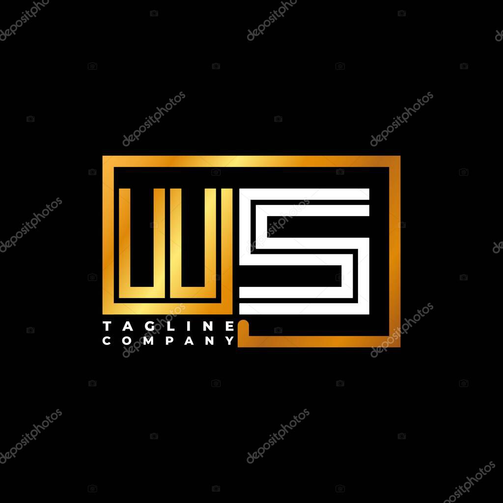 WS Logo letter monogram shape line golden vector template. Business monogram company