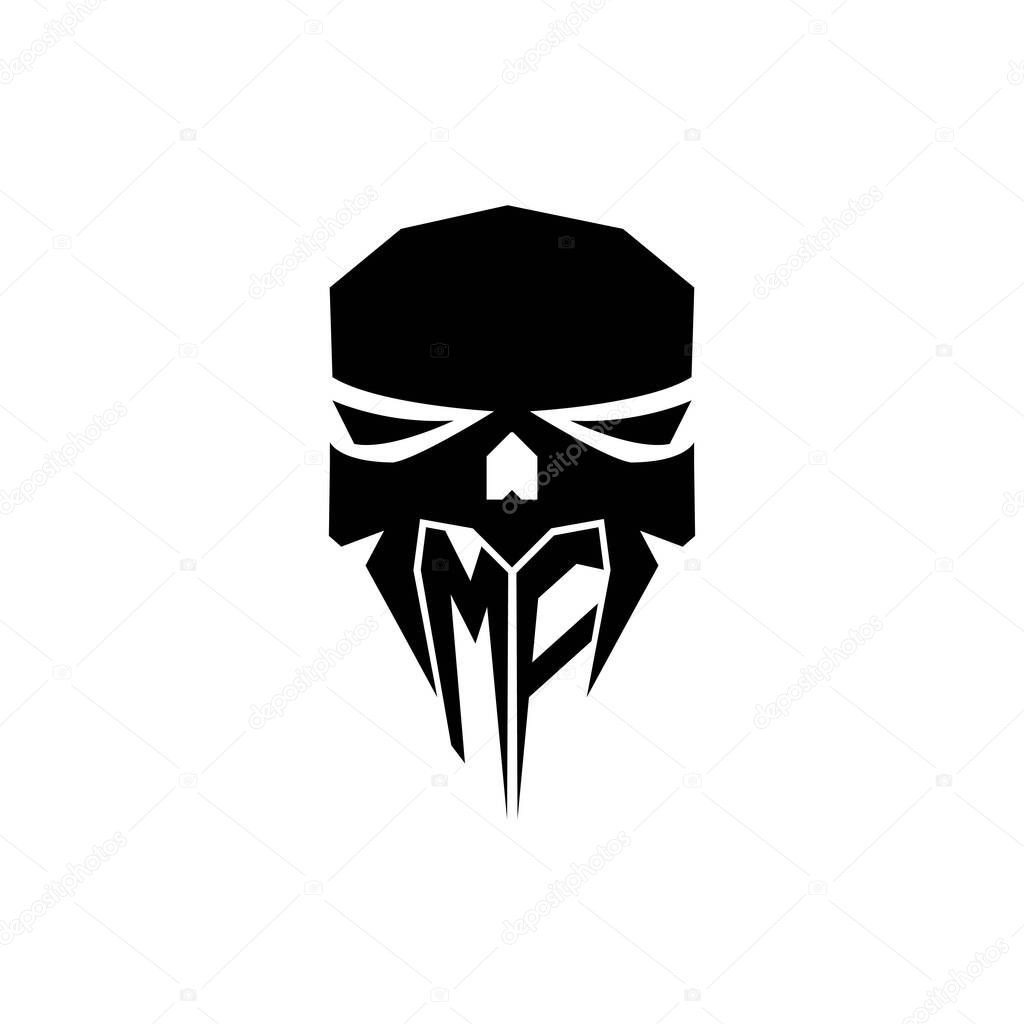 MF Initial ESport gaming logo. Modern head Skull shape template vector logo