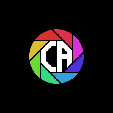 CA Monogram Logo Harfi Geometrik Çokgen lens Gökkuşağı Çemberi şekil biçimi