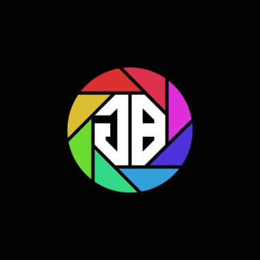 GB Monogram Logo Harfi Geometrik Çokgen lens Gökkuşağı Çemberi şekil biçimi