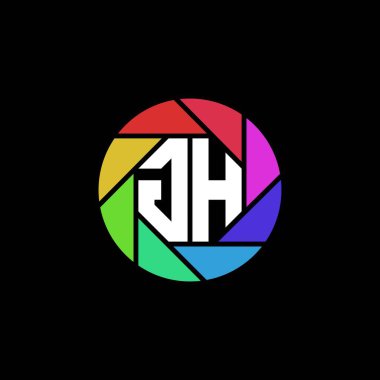GH Monogram Logo Harfi Geometrik Çokgen lens Gökkuşağı Çemberi şekil biçimi