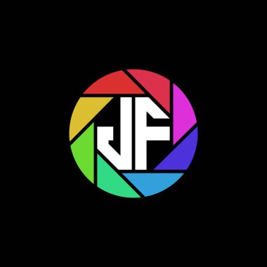 JF Monogram Logo Harfi Geometrik Çokgen lens Gökkuşağı Çemberi Biçimi