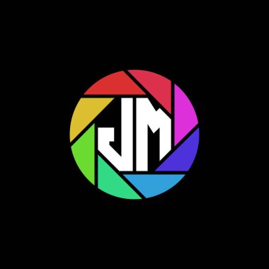 JM Monogram Logo Harfi Geometrik Çokgen lens gökkuşağı çember biçimi