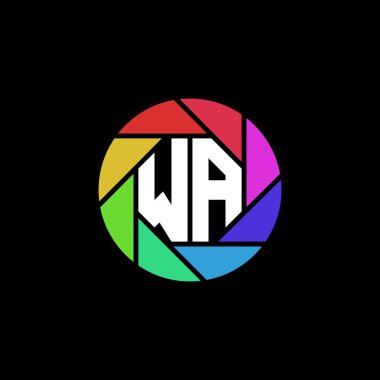 WA Monogram Logo Harfi Geometrik Çokgen lens Gökkuşağı Çemberi şekli
