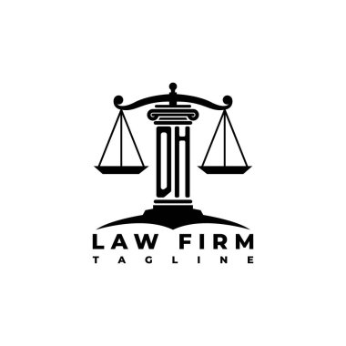 DH Monogram Logo Harfi Sütunları Geometrik biçim vektörü, Hukuk Firması