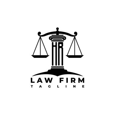 HR Monogram Logo Harf Sütunları Geometrik biçim vektörü, Hukuk Firması