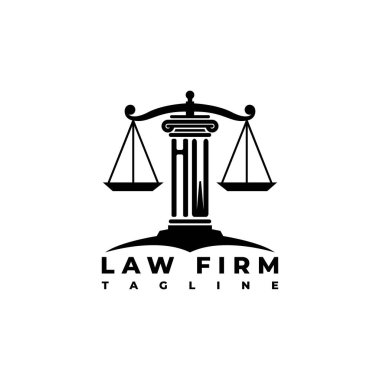 HW Monogram Logo Harf Sütunları Geometrik biçim vektörü, Hukuk Firması