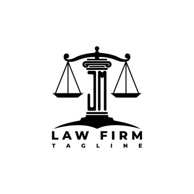 JM Monogram Logo Harf Sütunları Geometrik biçim vektörü, Hukuk Firması