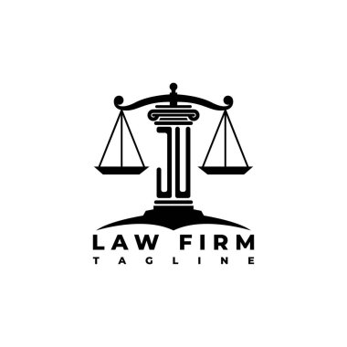 JU Monogram Logo Harf Sütunları Geometrik biçim vektörü, Hukuk Firması