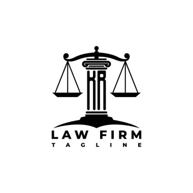 KR Monogram Logo Harf Sütunları Geometrik biçim vektörü, Hukuk Firması