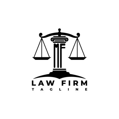 MF Monogram Logo Harf Sütunları Geometrik biçim vektörü, Hukuk Firması