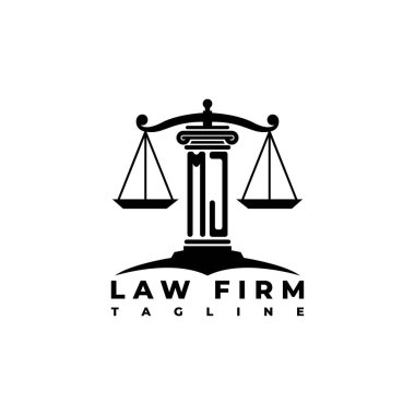 MJ Monogram Logo Harf Sütunları Geometrik biçim vektörü, Hukuk Firması