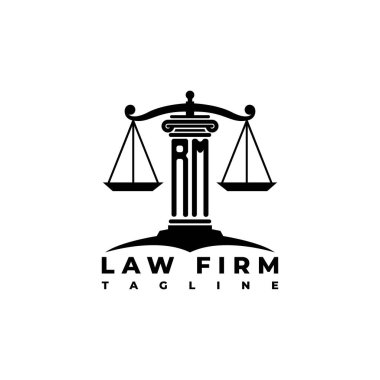 RM Monogram Logo Harf Sütunları Geometrik biçim vektörü, Hukuk Firması