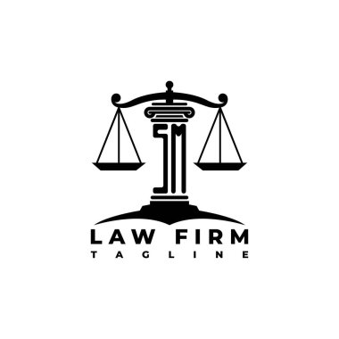 SM Monogram Logo Harf Sütunları Geometrik biçim vektörü, Hukuk Firması