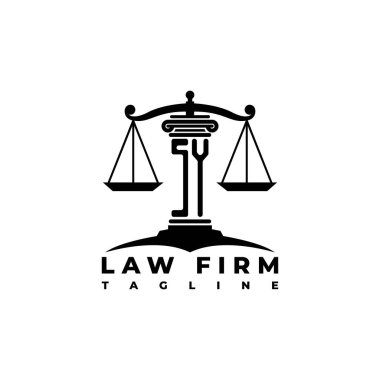 SY Monogram Logo Harf Sütunları Geometrik biçim vektörü, Hukuk Firması