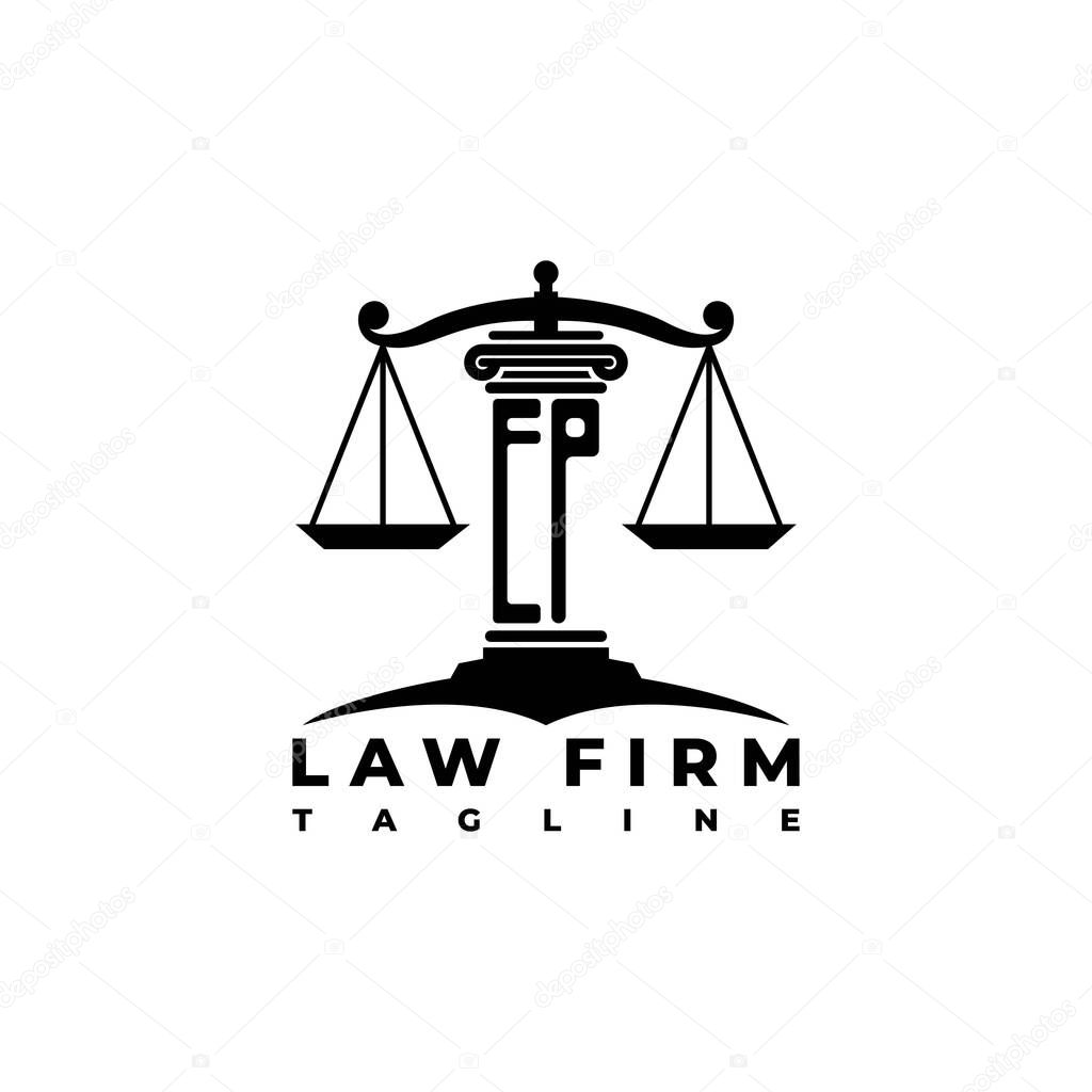 EP Monogram Logo Letter Pillars Geometric shape style vector, Law Firm Company