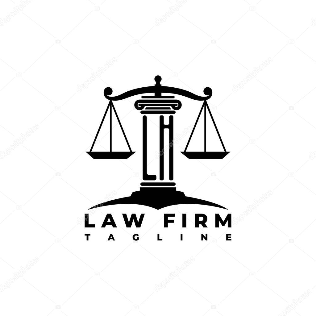 LH Monogram Logo Letter Pillars Geometric shape style vector, Law Firm Company