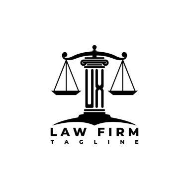 UX Monogram Logo Harf Sütunları Geometrik biçim vektörü, Hukuk Firması