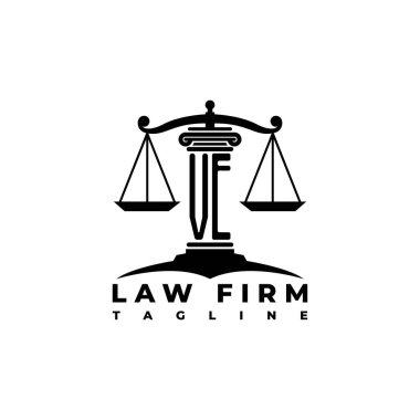 VE Monogram Logo Harfi Sütunları Geometrik biçim vektörü, Hukuk Firması