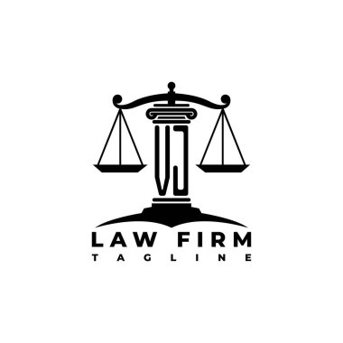 VJ Monogram Logo Harf Sütunları Geometrik biçim vektörü, Hukuk Firması