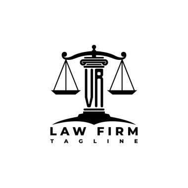 VR Monogram Logo Harf Sütunları Geometrik biçim vektörü, Hukuk Firması