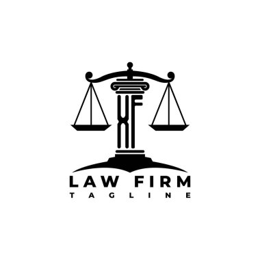 XF Monogram Logo Harf Sütunları Geometrik biçim vektörü, Hukuk Firması